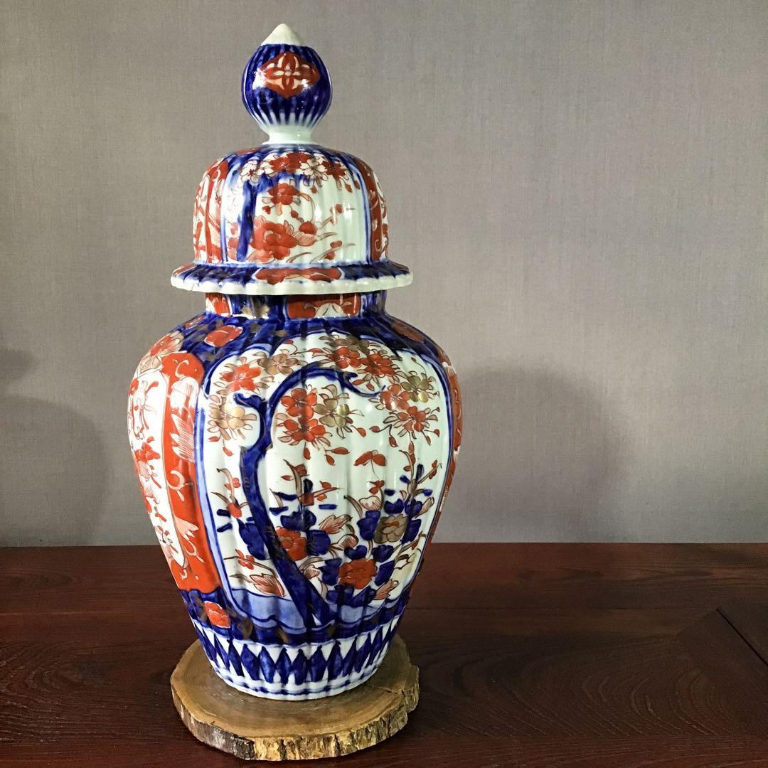 古伊万里　沈降壺　江戸期保証 古伊万里色絵沈香壺江戸期保証