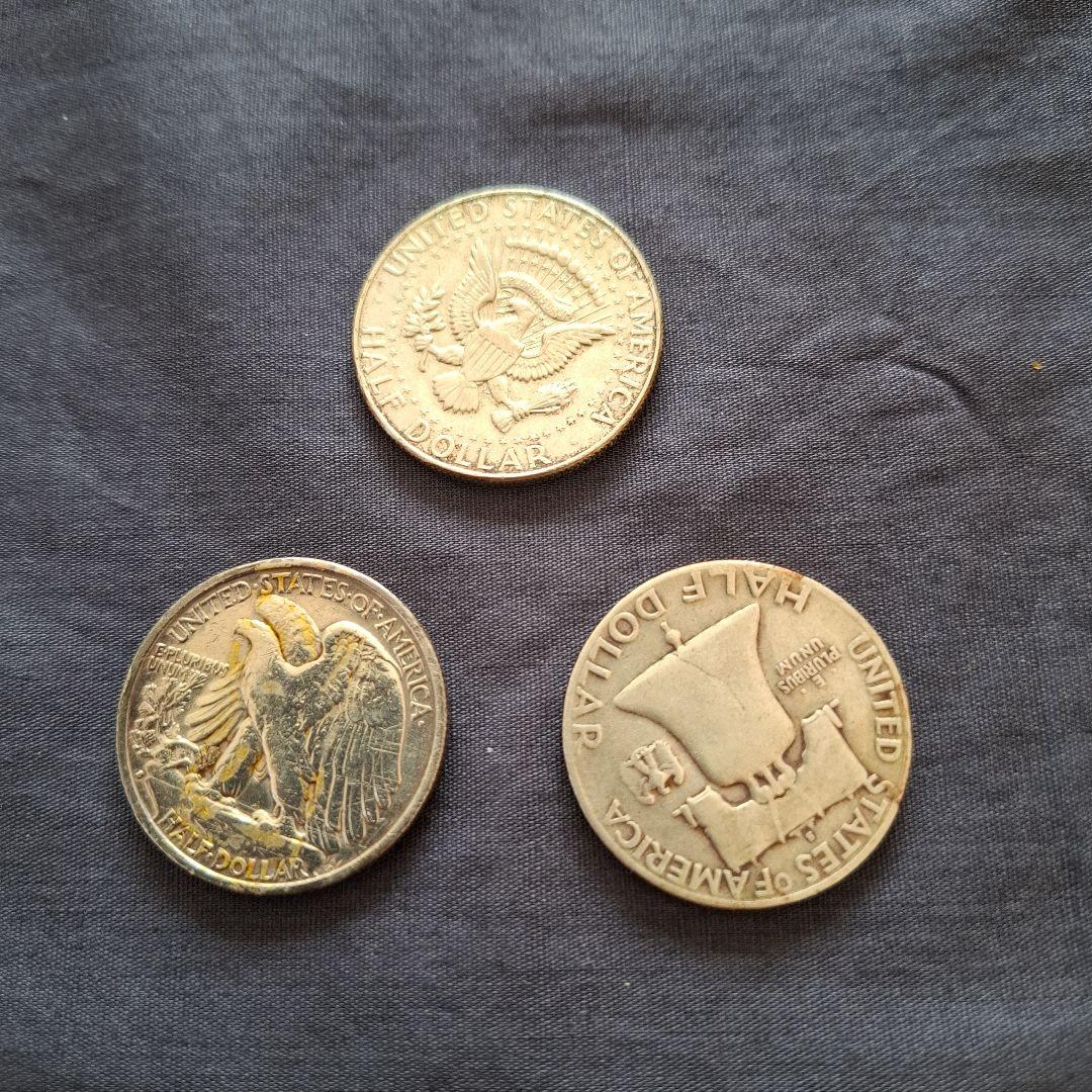 アメリカ、銀貨、ウォーキングリバティハーフドル銀貨等3枚
