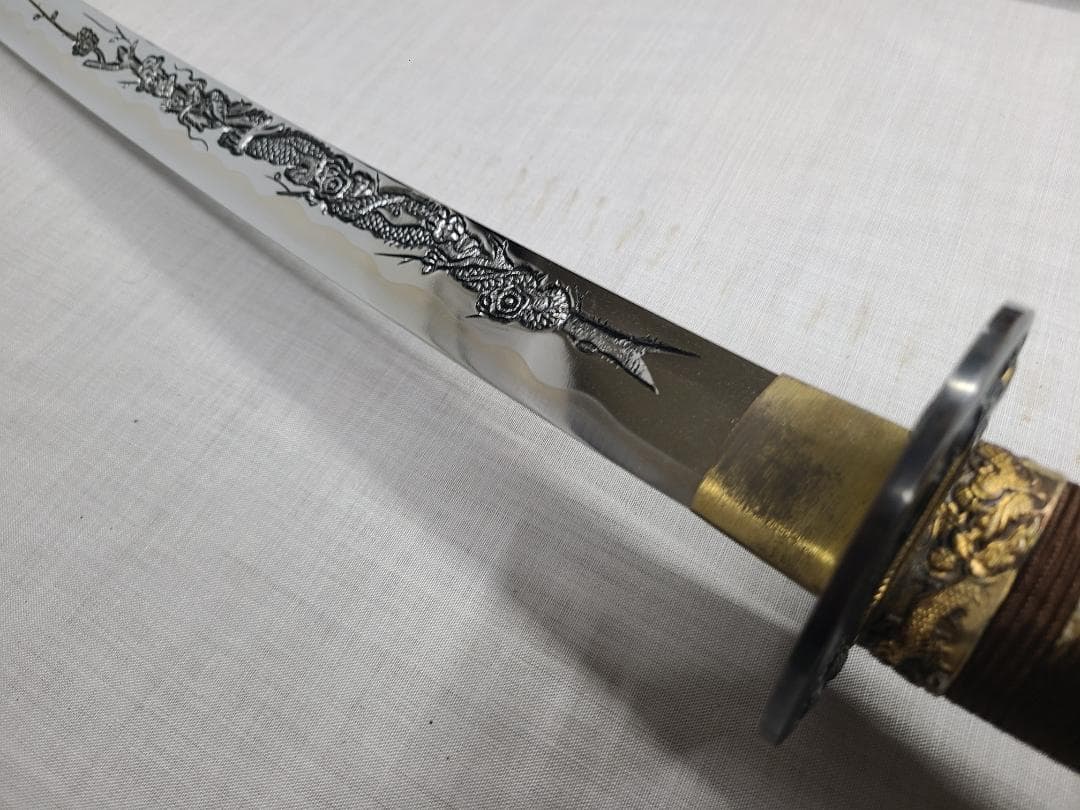 模造刀 拵え 龍 梵字 日本刀 アンティーク コレクション 0316