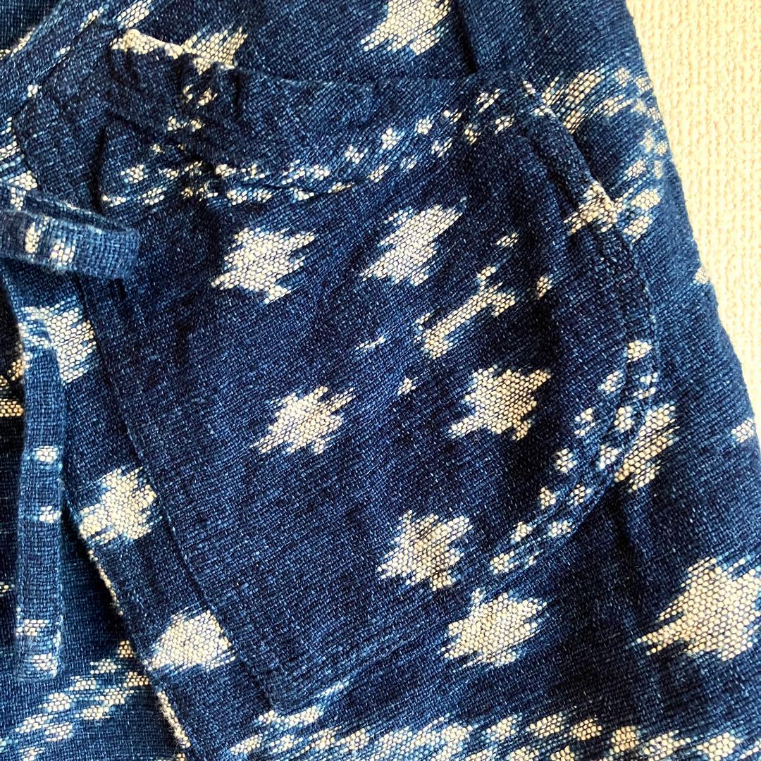 sorairo様専用☆うさとの服 藍染風・ヘンプ混 イカパンツ／巻きスカート風