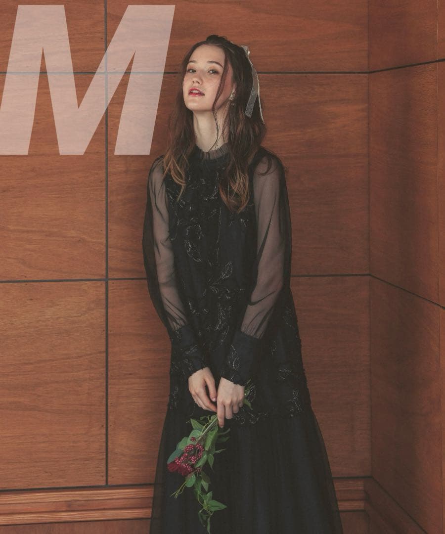 7☆新品☆La cadence フェザーフラワーチュールドレス ブラック M