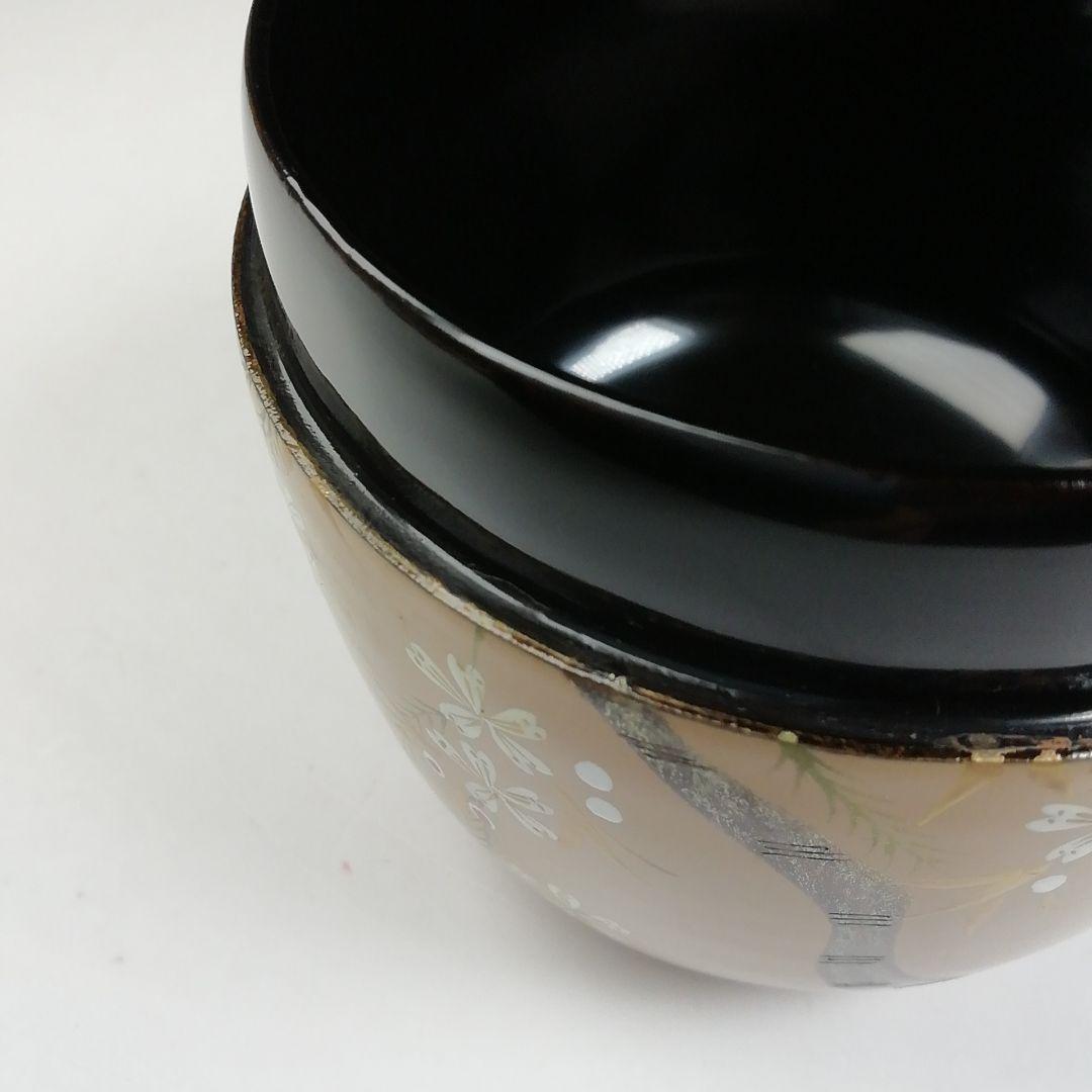 T998 棗 『白塗』『しだれ桜蒔絵』『中棗』『大下宗香 作』 共箱