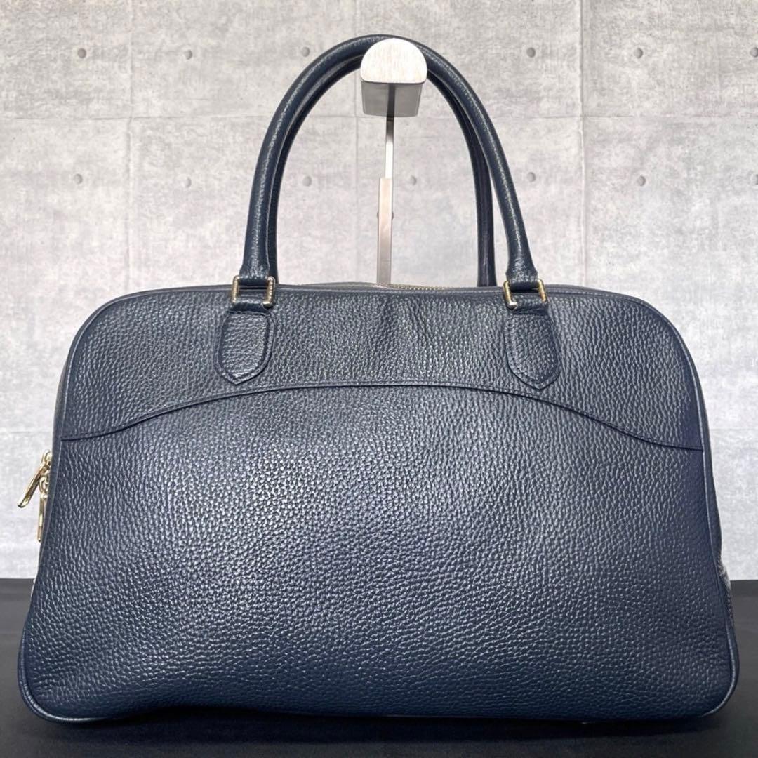 専用品A.D.M.J シュリンク型押し クリスタル ネイビー ボストンバッグ