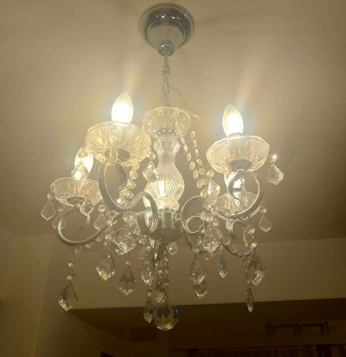 シャンデリア 5灯 クリスタルガラス アンリ シルバー LED対応