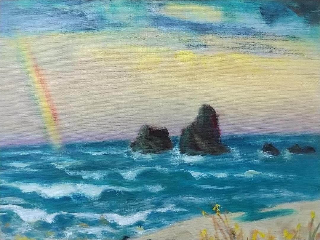 「親不知海岸」油絵 F6 絵画 油彩画 風景画 アート