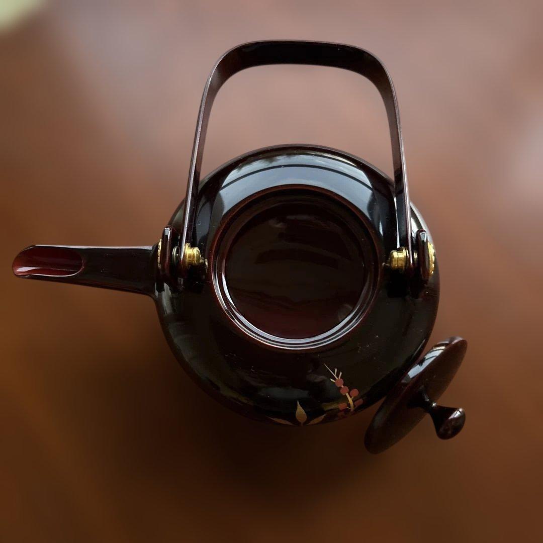 お屠蘇セット 越前漆器　 尺2長角屠蘇器　溜　新丸南天