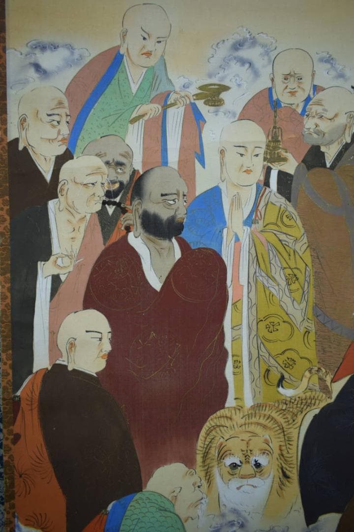 不詳/作者不詳/釈迦十六羅漢図/中国画/布袋屋掛軸HJ-490