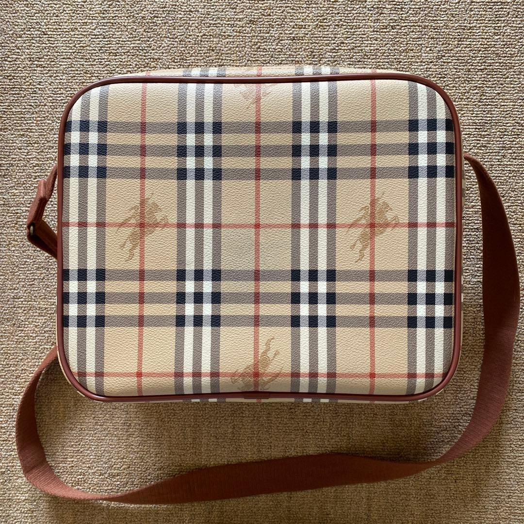 Burberryレザーキャンバス クロスボディ ショルダーバッグ ノバチェック