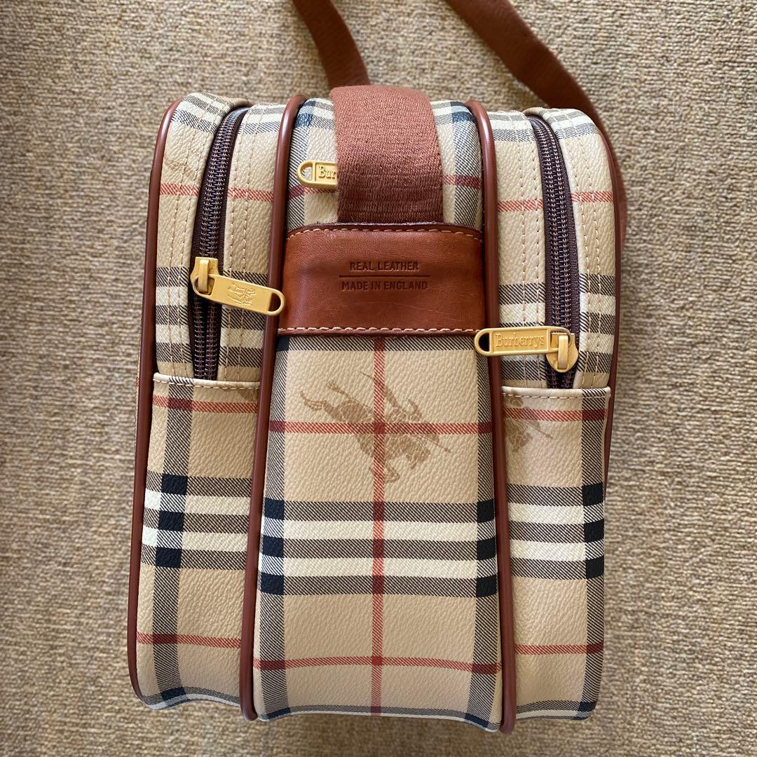 Burberryレザーキャンバス クロスボディ ショルダーバッグ ノバチェック