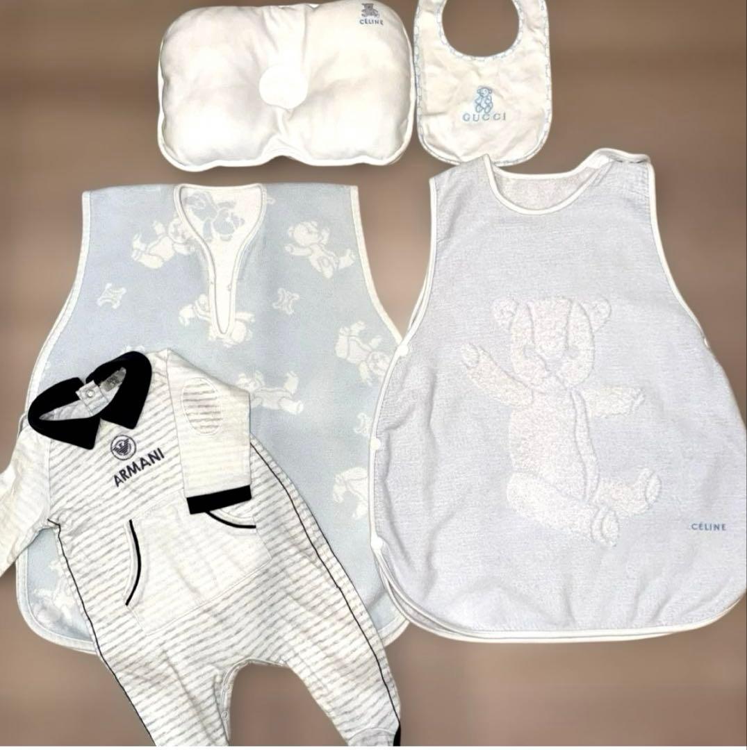 セリーヌGUCCI アルマーニ　ベビー正規購入　スリーパー枕ロンパース5点セット