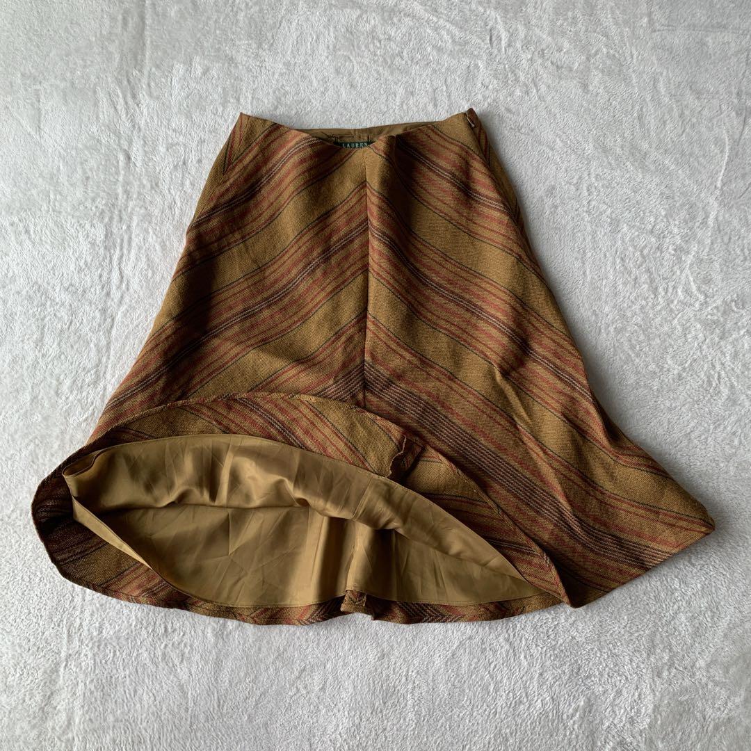 希少 RALPH LAUREN ラルフローレン リネン ストライプ スカート