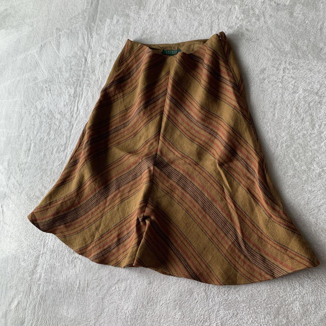 希少 RALPH LAUREN ラルフローレン リネン ストライプ スカート