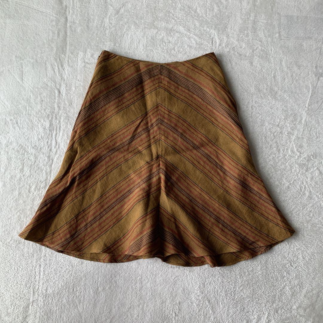 希少 RALPH LAUREN ラルフローレン リネン ストライプ スカート