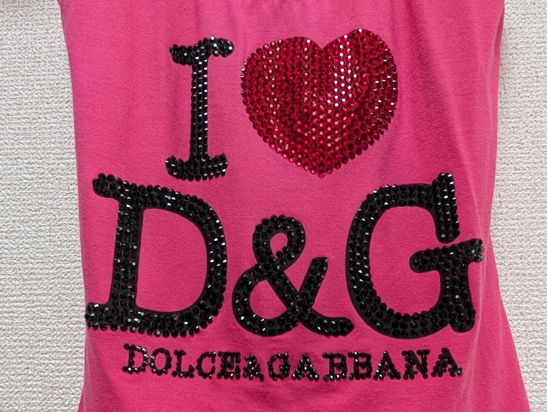 D&G ドルチェ&ガッバーナ ラインストーン タンクトップ XS ピンク