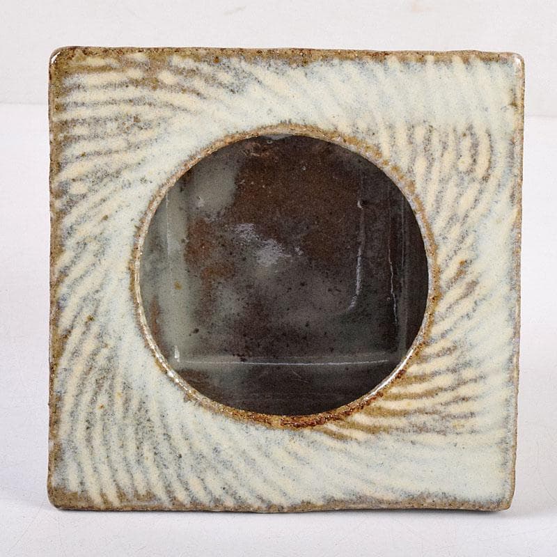 益子焼 島岡達三作 象嵌 四方灰皿 共箱 C R8944