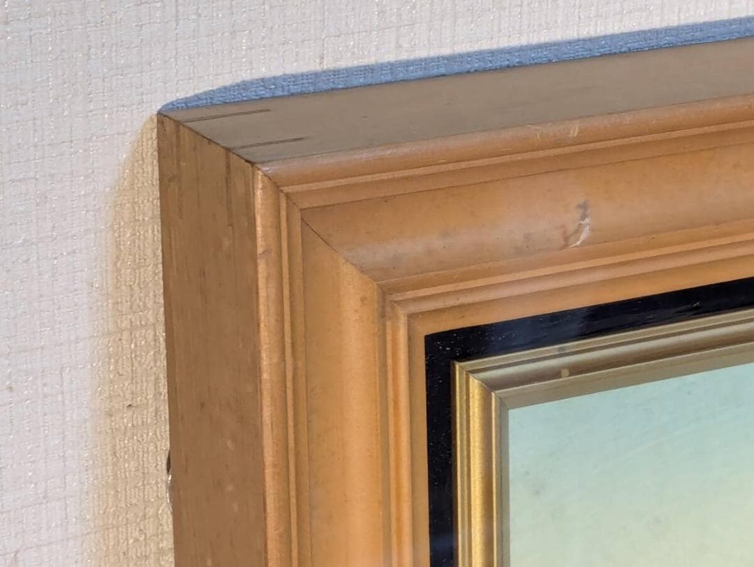 【真作】絵画　渡辺八洲　日本画10号　菊花と和装美人　繊細な筆致　U128