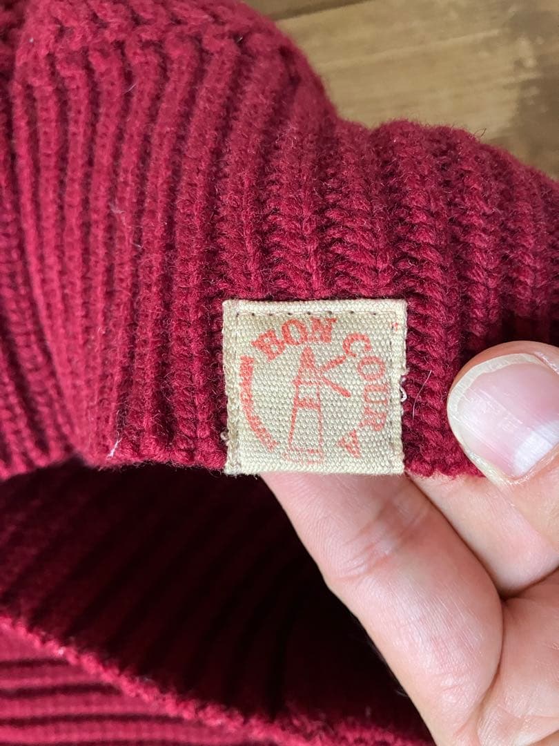 BONCOURA ボンクラ 長袖ショールニット ガウンニット ワイン色 36