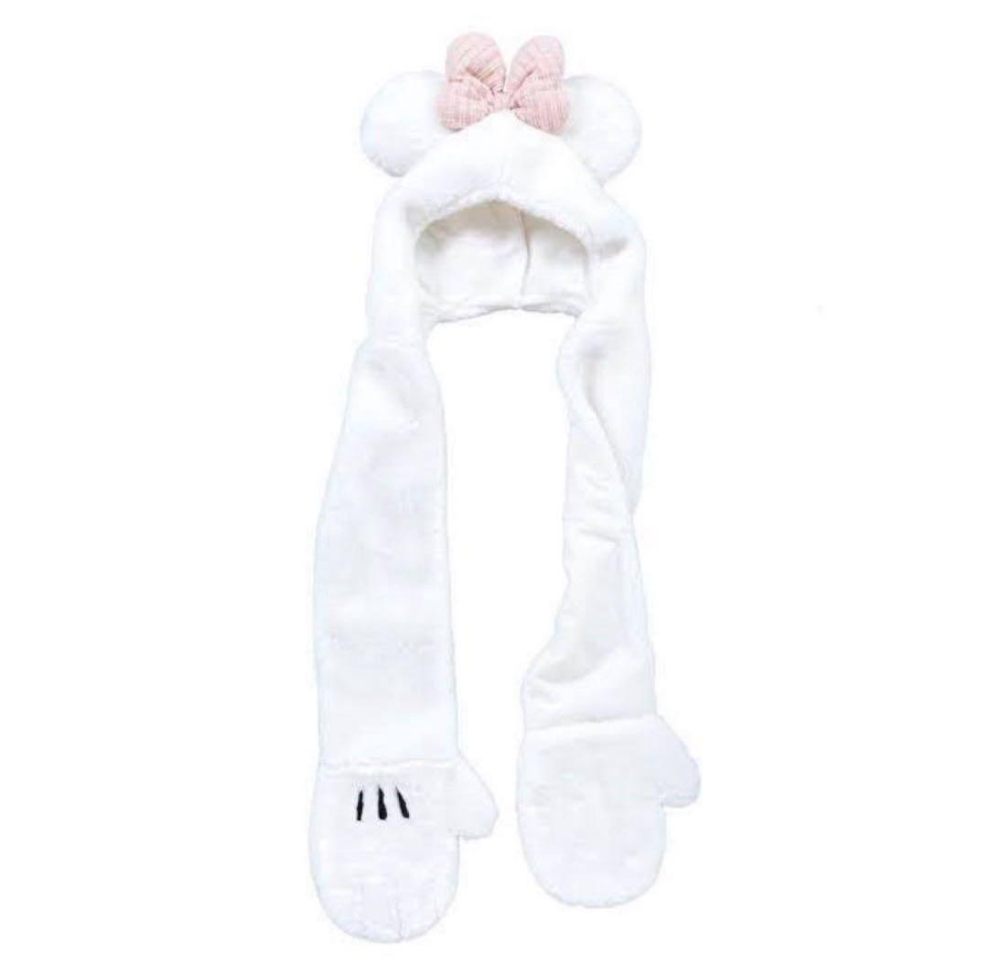 ミニー マフラーキャップ ファンキャップ ホワイト ディズニー - メルカリ