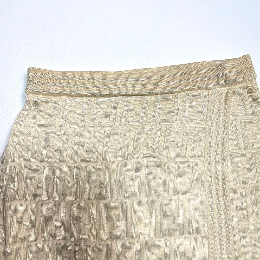 FENDI フェンディ ニット スカート ズッカ柄 総柄 ベージュ 40サイズ