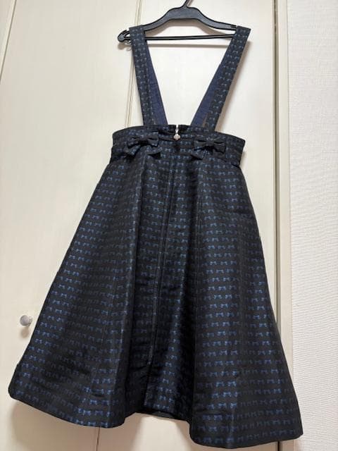エムズグレイシー(M'S GRACY)おリボン柄サロペットスカート