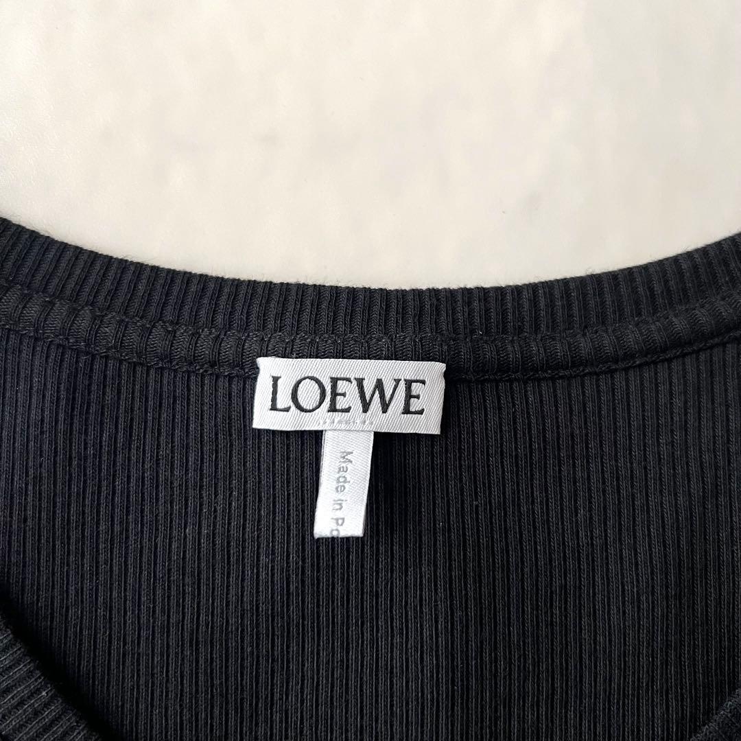 現行品 ロエベ クロップドタンクトップ アナグラム刺繍 ブラック ノースリーブS