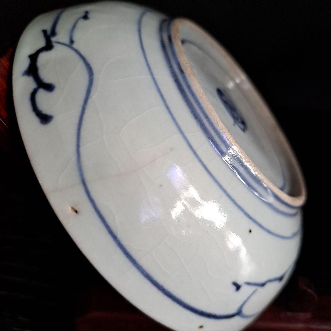 初期伊万里　呉須　珍品初期渦福　　五弁花　輪花　中鉢　希少