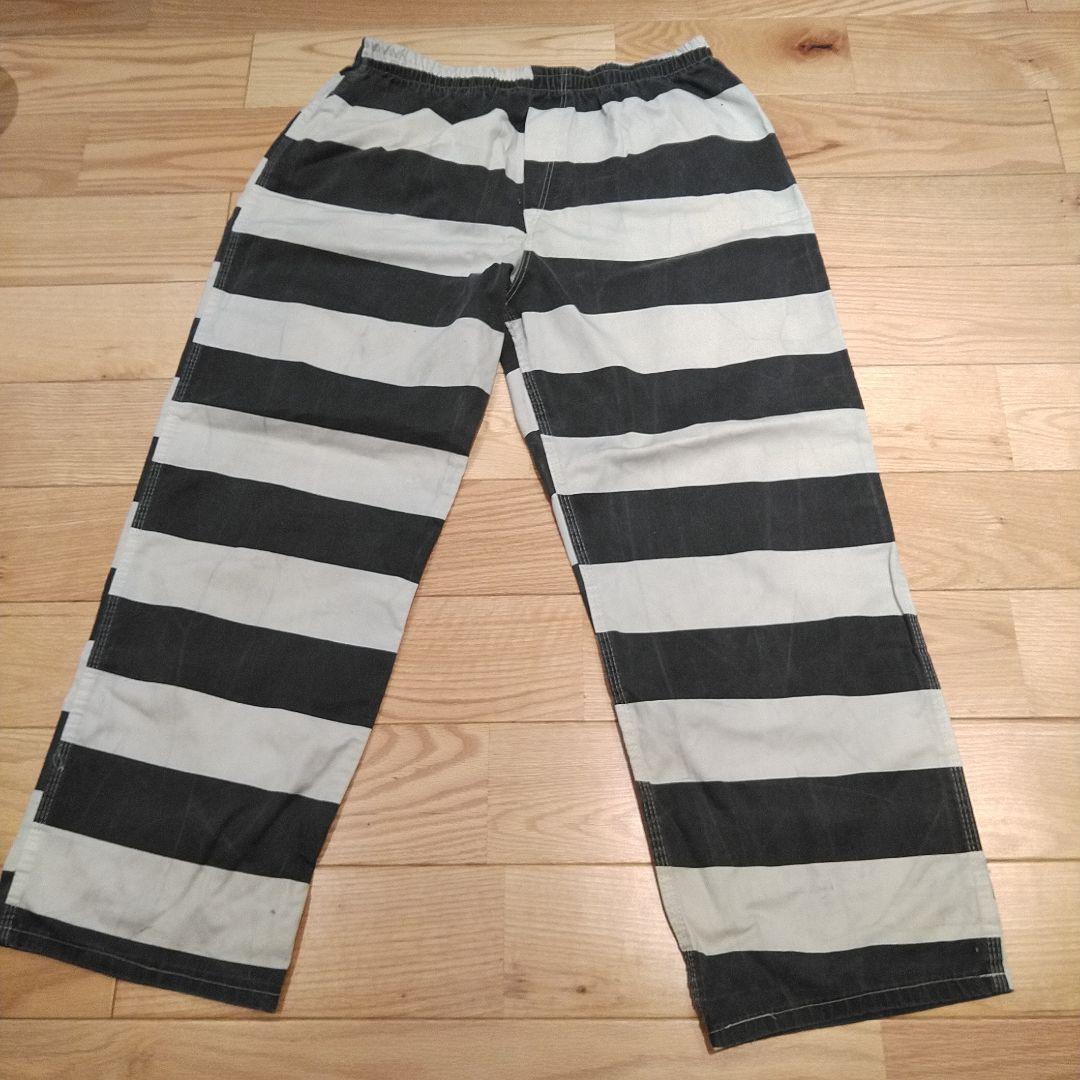 80s ビンテージプリズナーprisoner 囚人服黒ボーダーシャツ1 80s