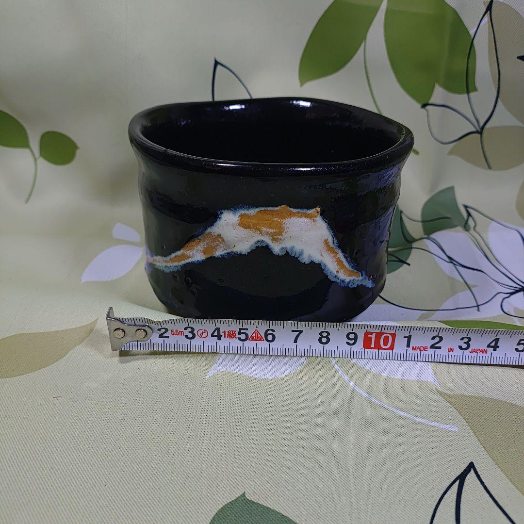 加藤しょう作　黒織抹茶茶碗