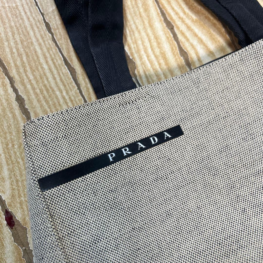 monchi  PRADA キャンバストートバッグ ベージュ/ブラック