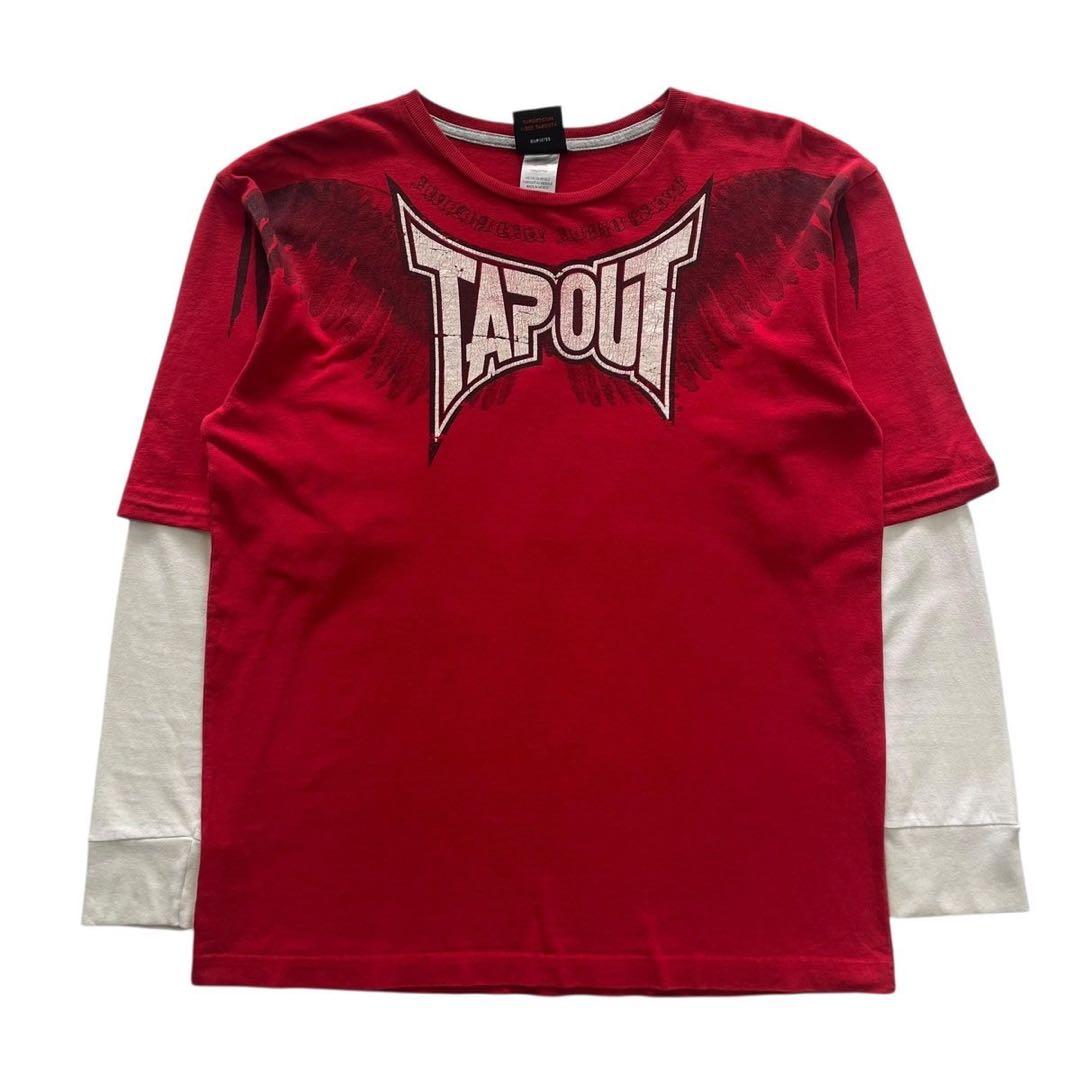 tapout tシャツ ロングtシャツ 00s sk8 y2k 希少 古着 00s TAPOUT サンダー イナズマ オールオーバー グラフィック
