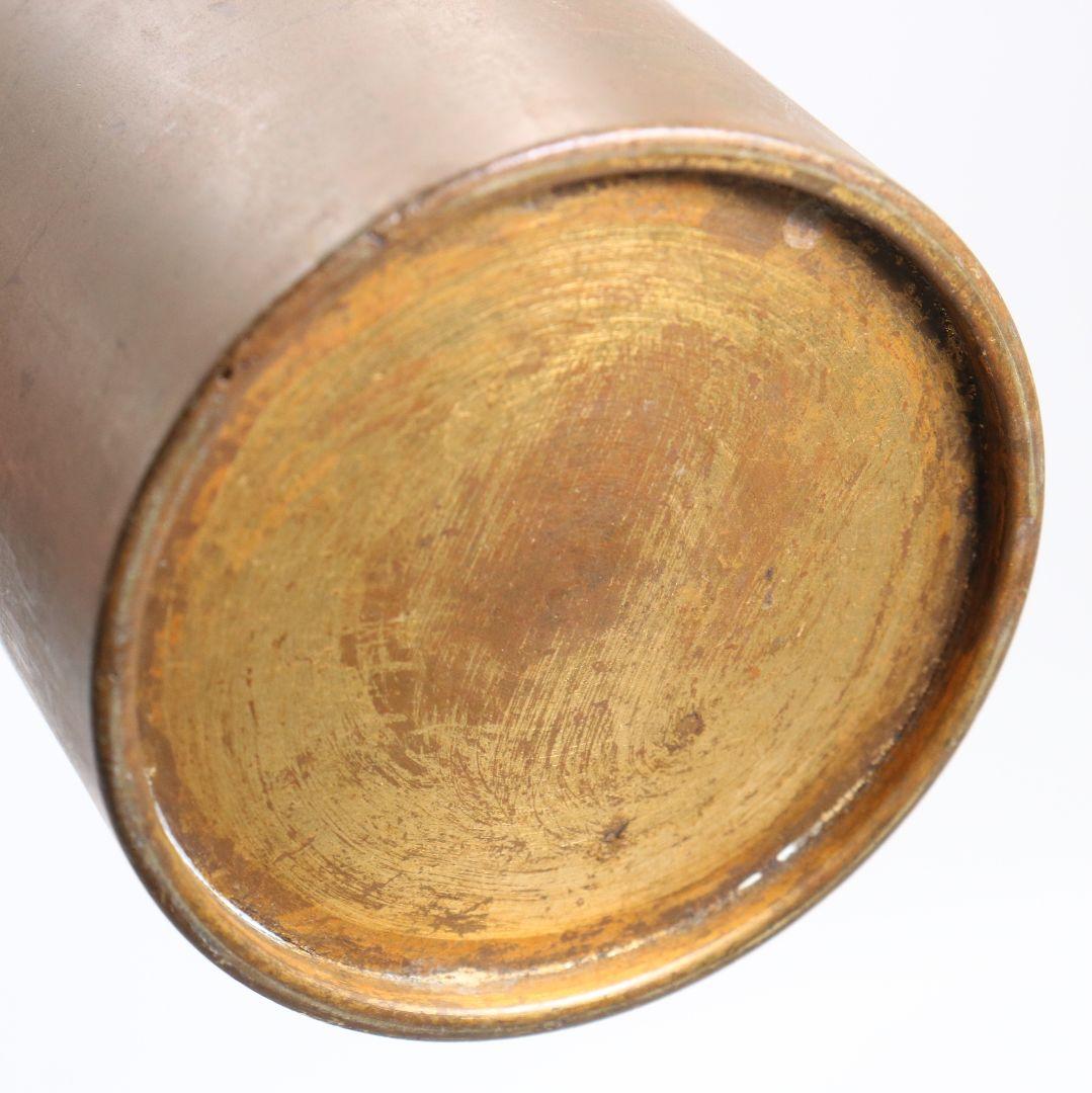 鋳師 金森浄栄作 鋳銅 蝋型 猿文 壷 花入 高岡銅器 共箱　AL826