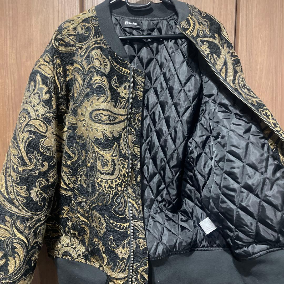 ペイズリー柄ジャケット Lサイズ ブラック/ゴールド