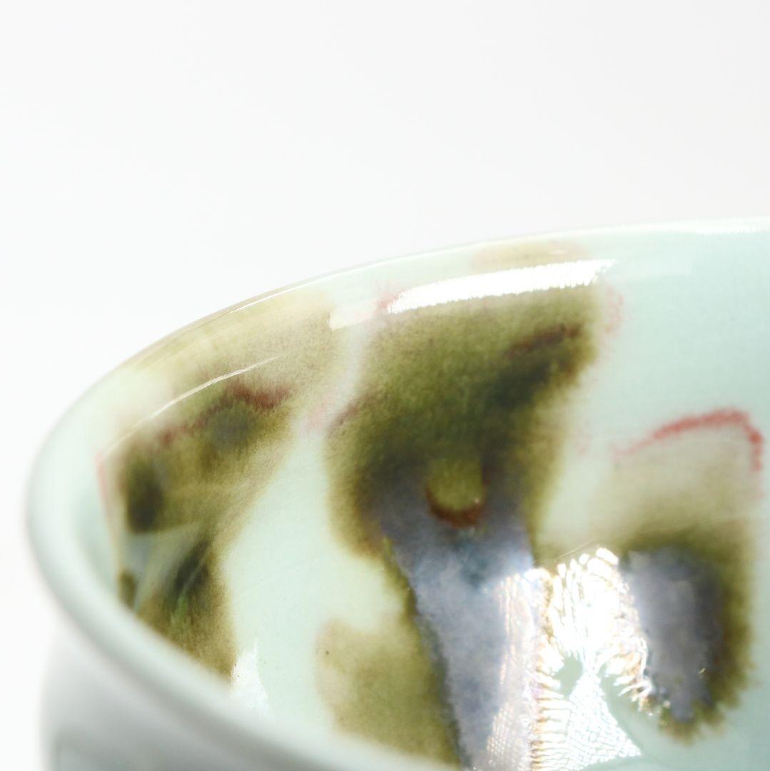 帝室技芸員 初代 諏訪蘇山作 飛青磁茶碗 共箱 M832