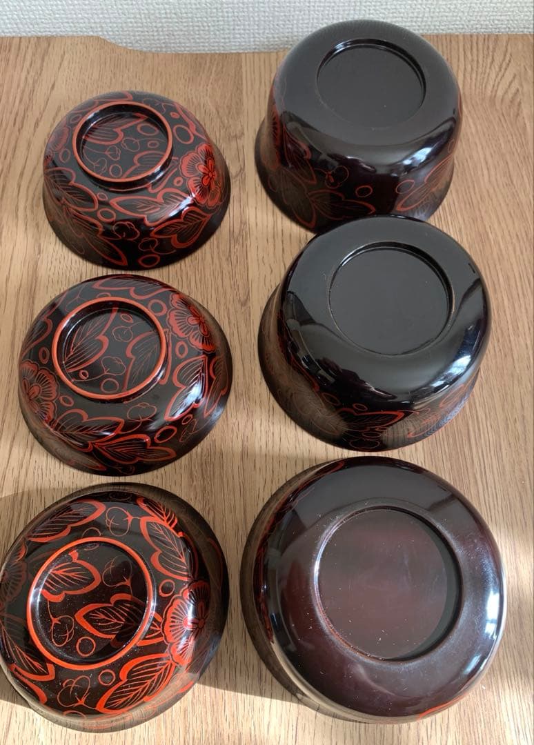 吉野塗 時代物 木芙蓉文のお椀3客 検懐石道具吉野塗 飯碗 吸物