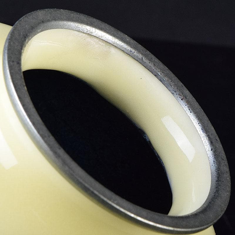 七宝焼 林武生作 黄地 四君子文 花瓶 共箱 M R9341H