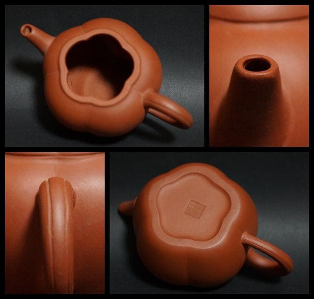 煎茶道具 唐物 朱泥 王暁勤製 在銘 瓜形紫砂壺(一対) 単