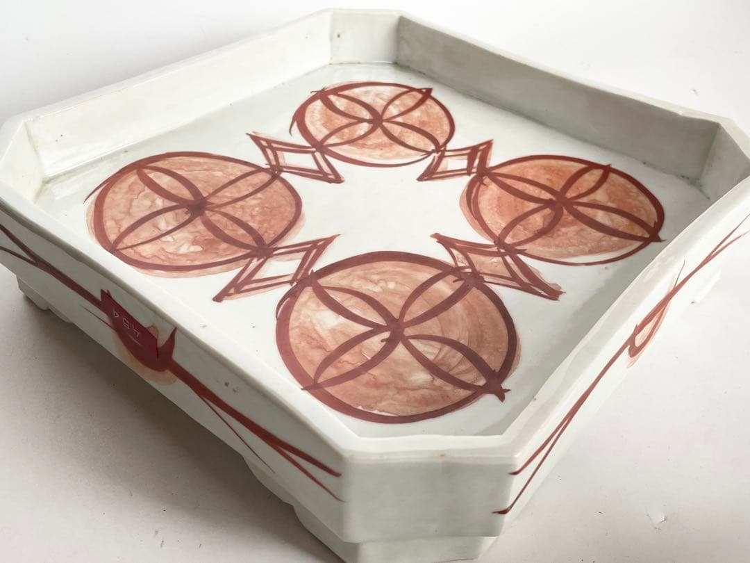 #1陶芸家　上田恒二　木野皿山　赤絵　角皿　折敷　盆　民藝　船木研兒　河井寛次郎