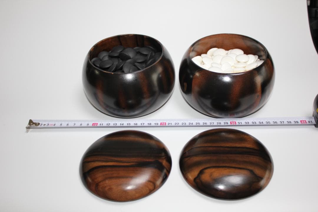 黒柿（黒檀）碁笥と碁石