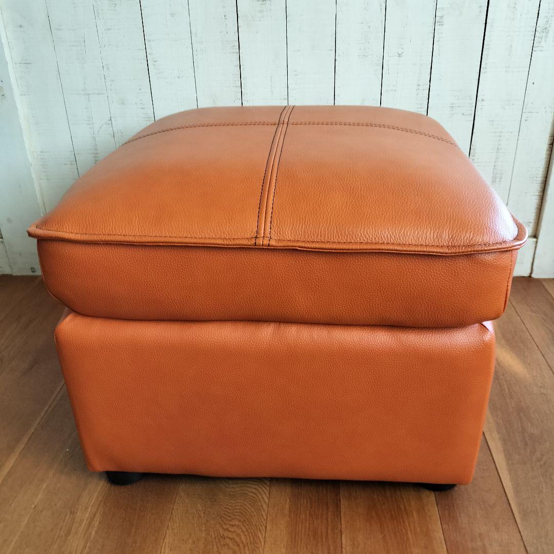 【美品✨】オットマン スツール 　ソファー　キャメル　本革+PVC生地