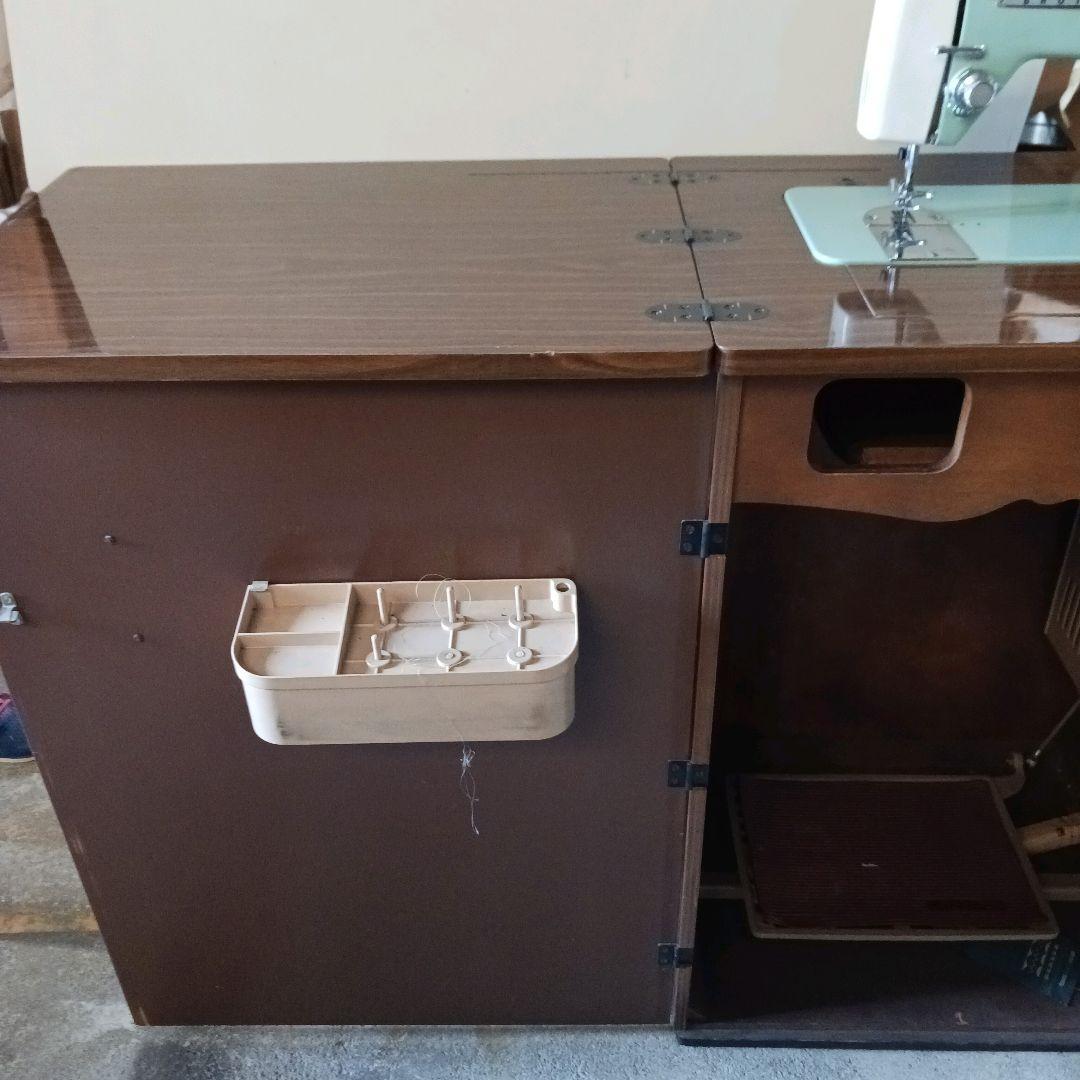 ☆昭和レトロ ブラザー足踏みミシン ミントグリーン ミシン台