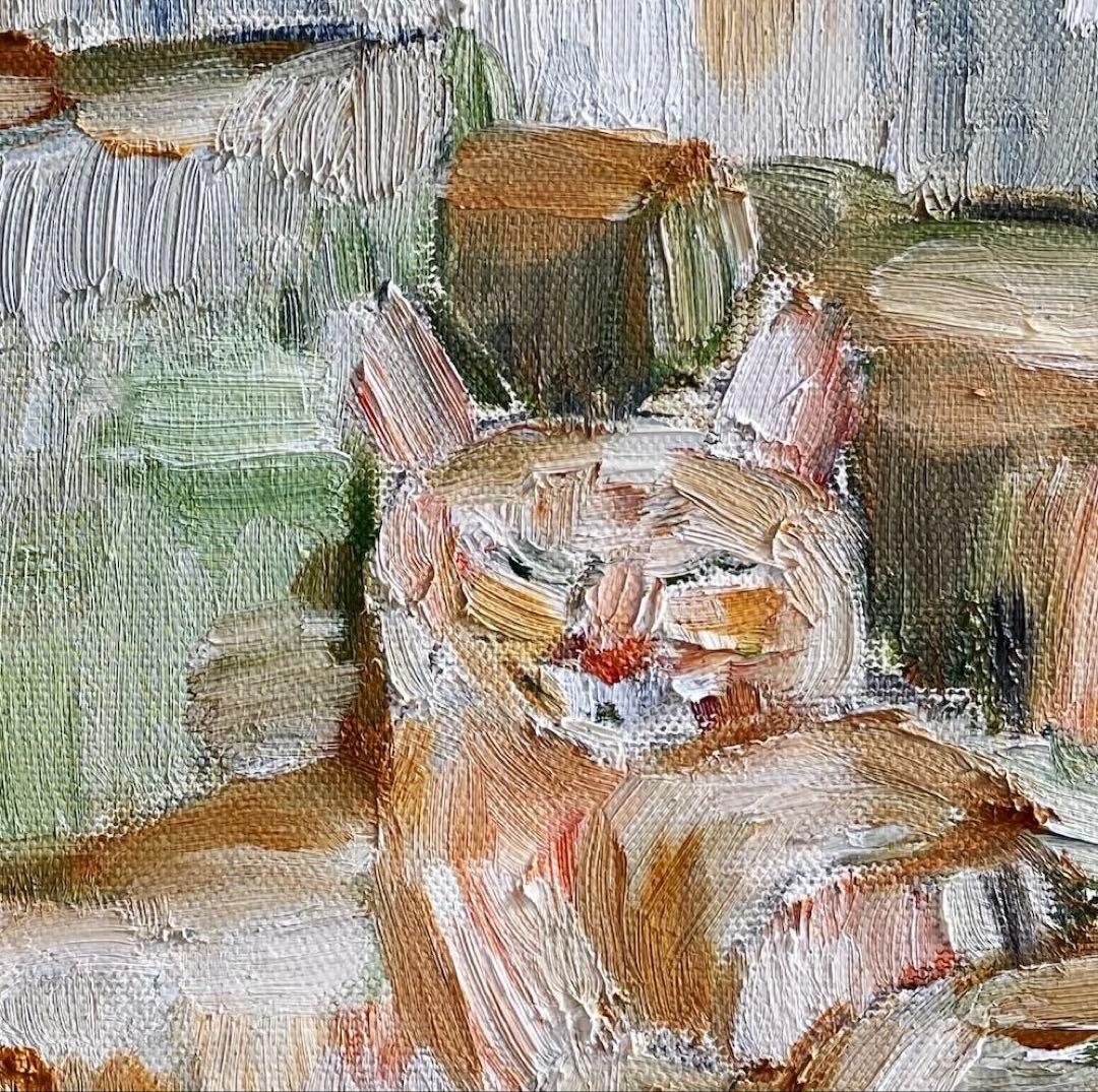 【原画・油絵】ねこ｜F3キャンバス｜2025年制作｜一点物｜額装イメージあり