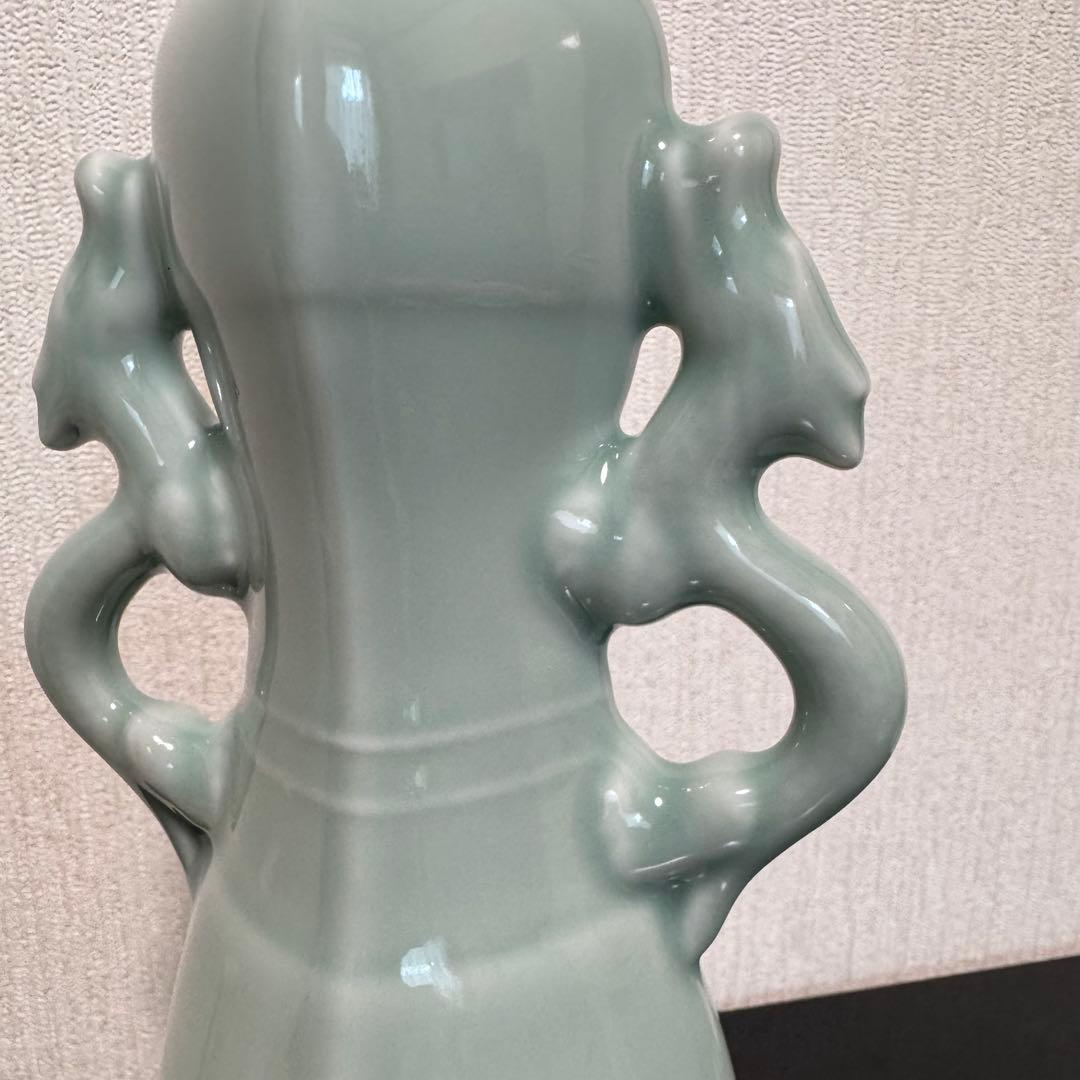 茶道具 《花入》青磁 鳳凰耳瓶