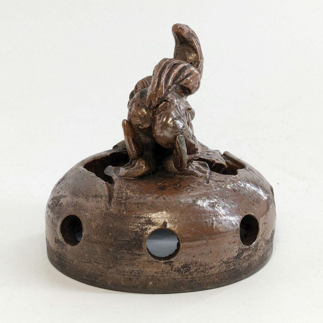 窯元松園 備前焼 獅子摘み三足香炉 共箱共布栞 香道具 茶道具 アロマグッズ