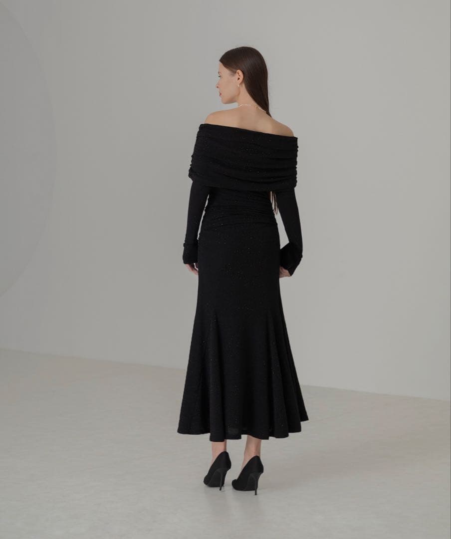 Lejaストーンオフショルダーアームカバー付き2WAYマーメイドワンピースドレス