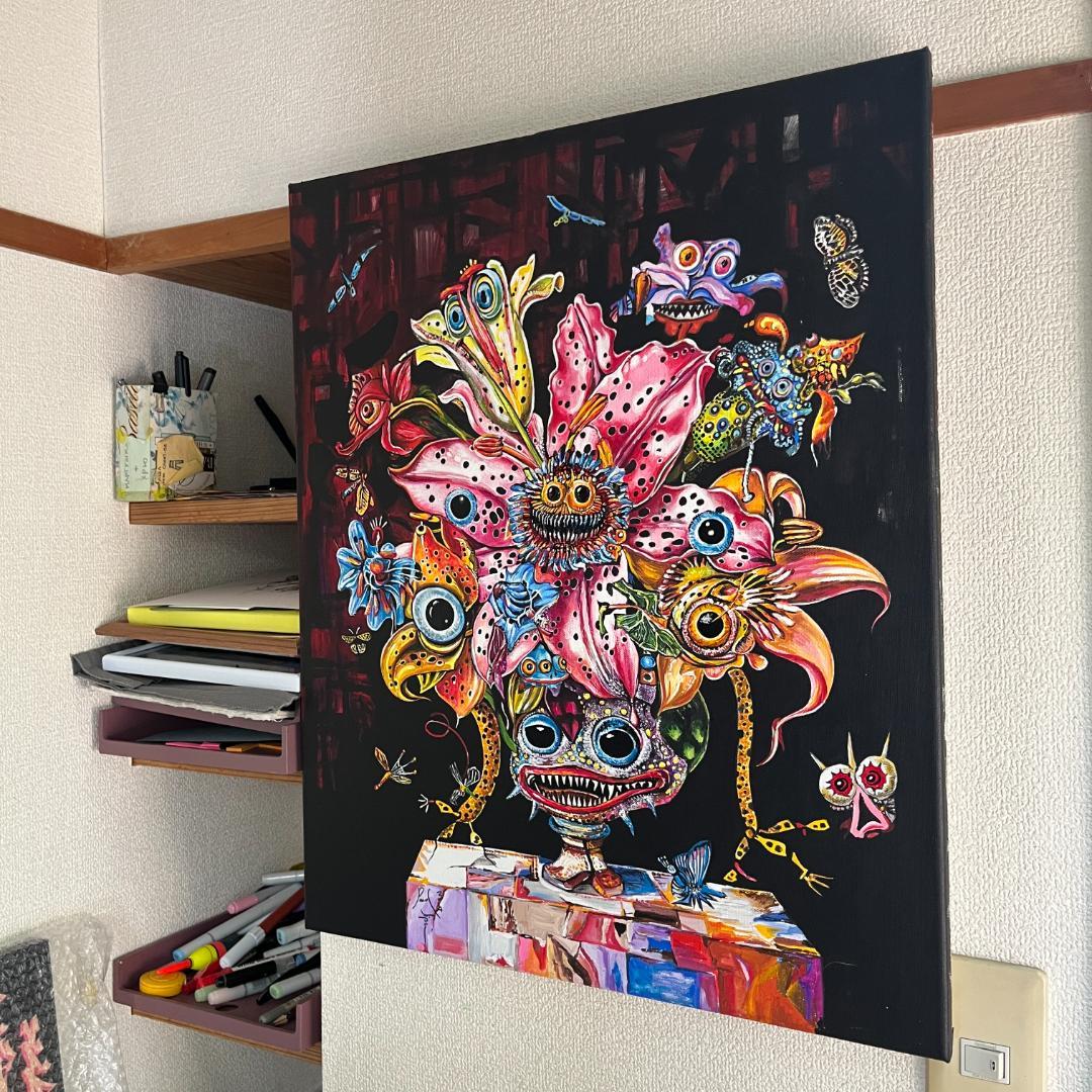 アクリル画：モンスターの花