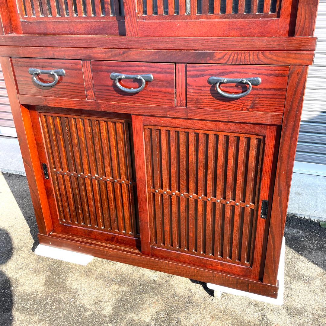 国産品 欅無垢材食器棚 水屋箪笥 ダイニングボード キッチンボード