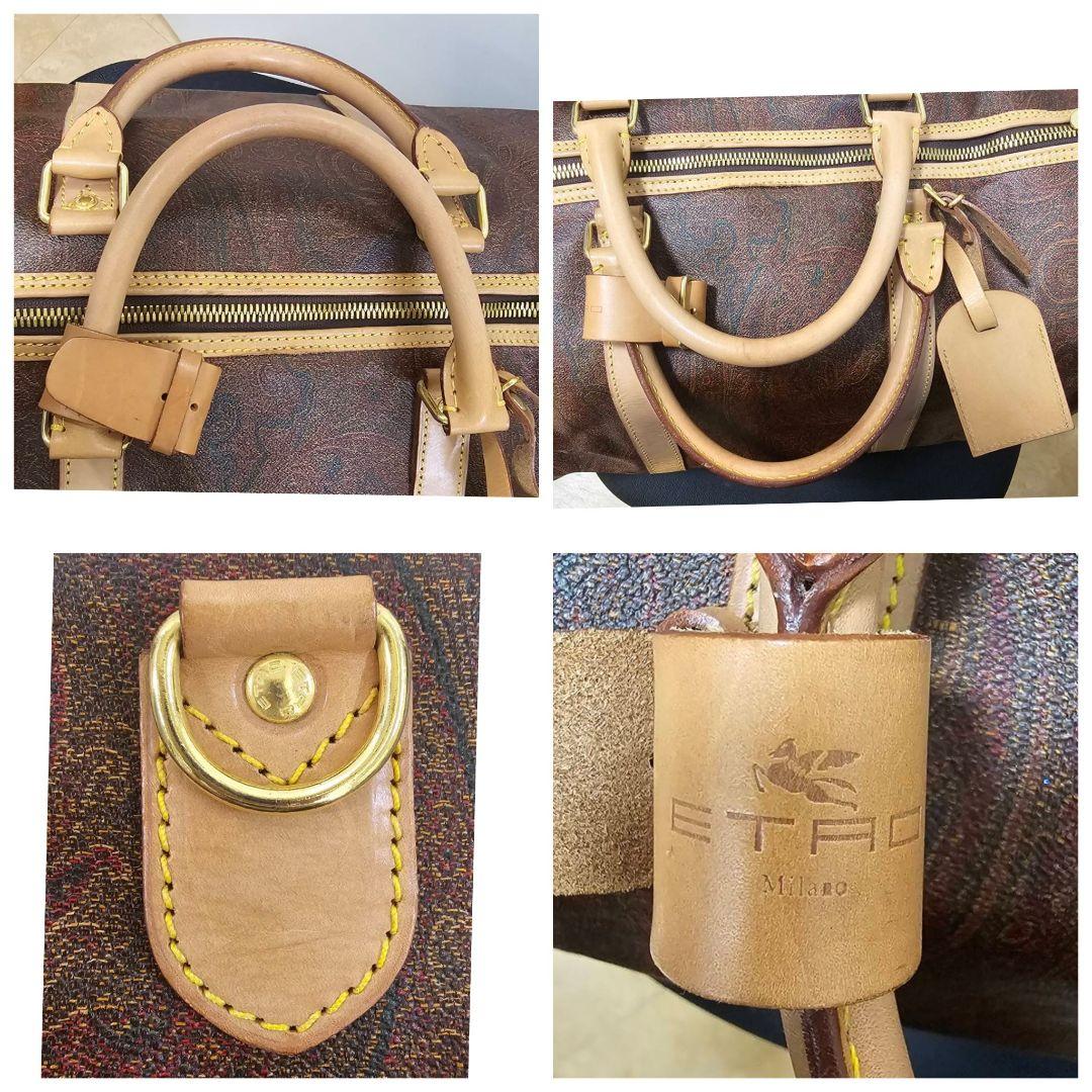 ETRO エトロ ボストンバッグ ポーチ 2WAY ペイズリー柄 ブラウン