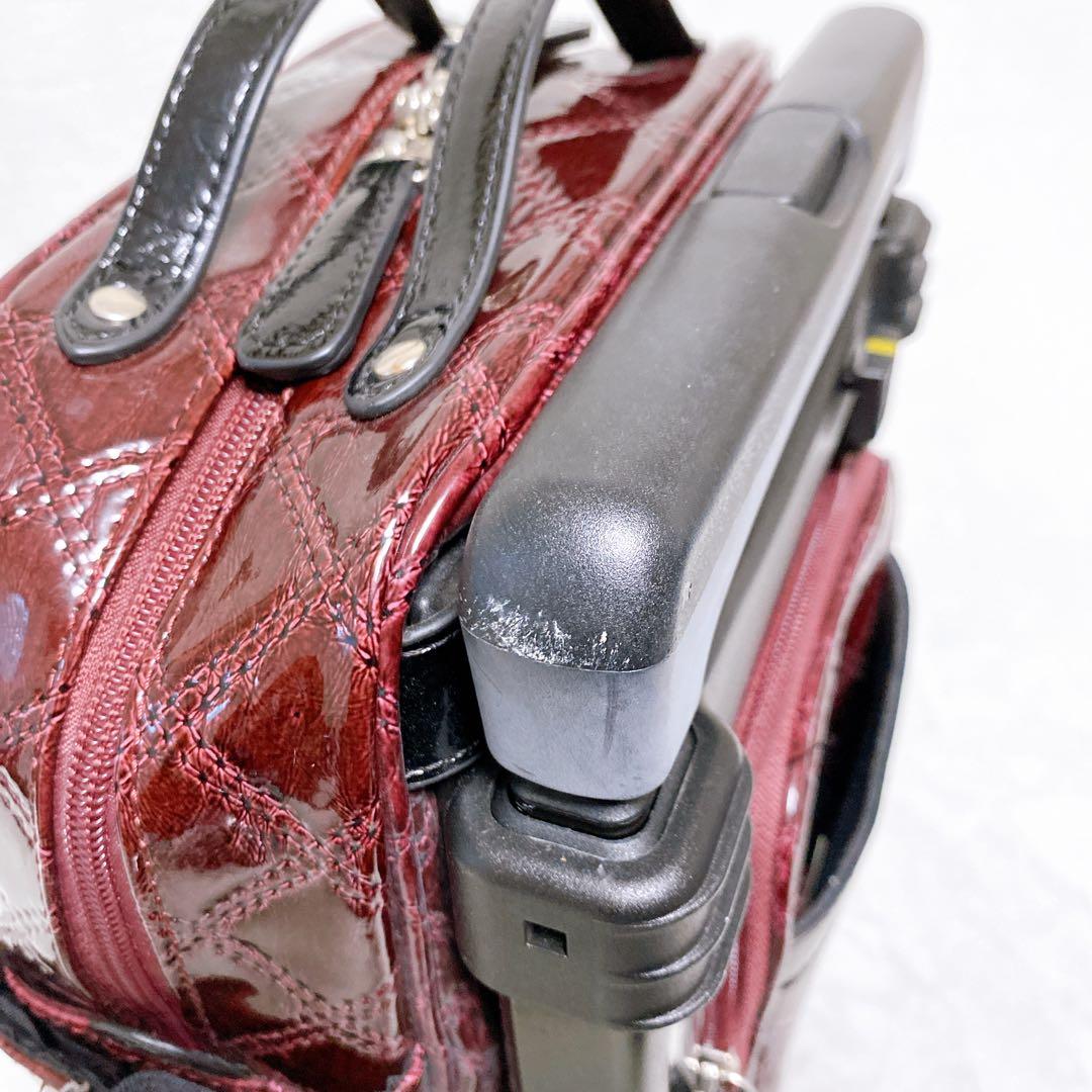 SWANY エマイロ エナメル ショッピングカート ボルドー ストッパー付 4輪