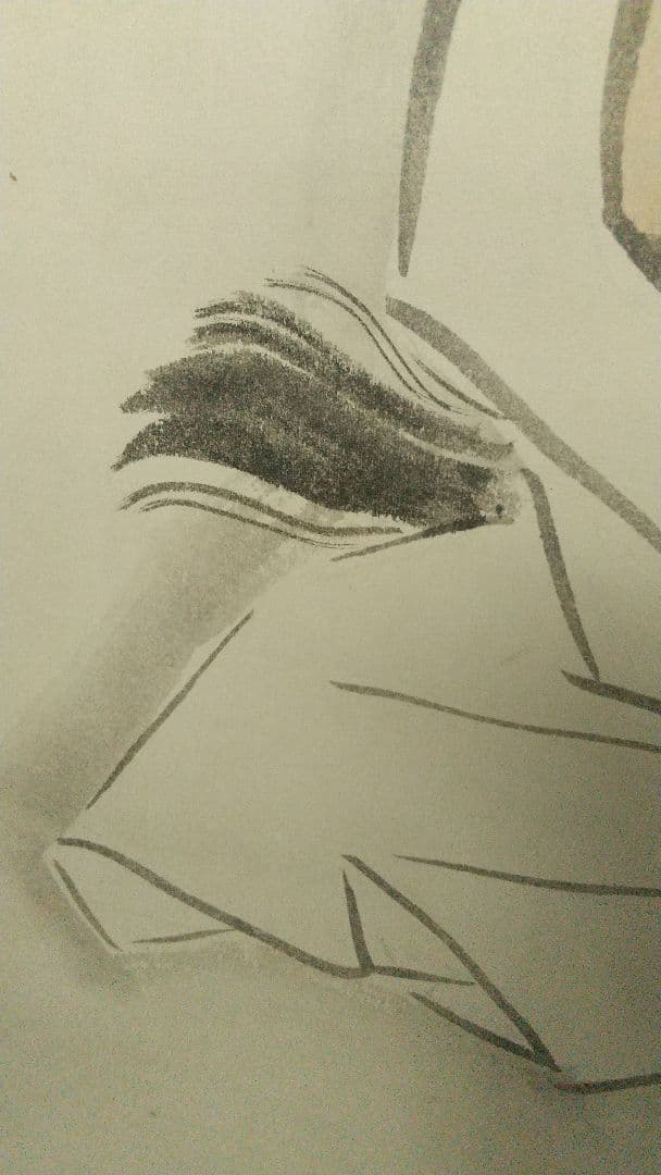 小堀鞆音   やまと絵 紙本肉筆掛軸 人物