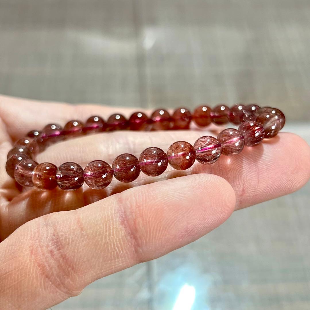 最高級 スーパーセブンブレスレット レッドレピドクロサイトイン